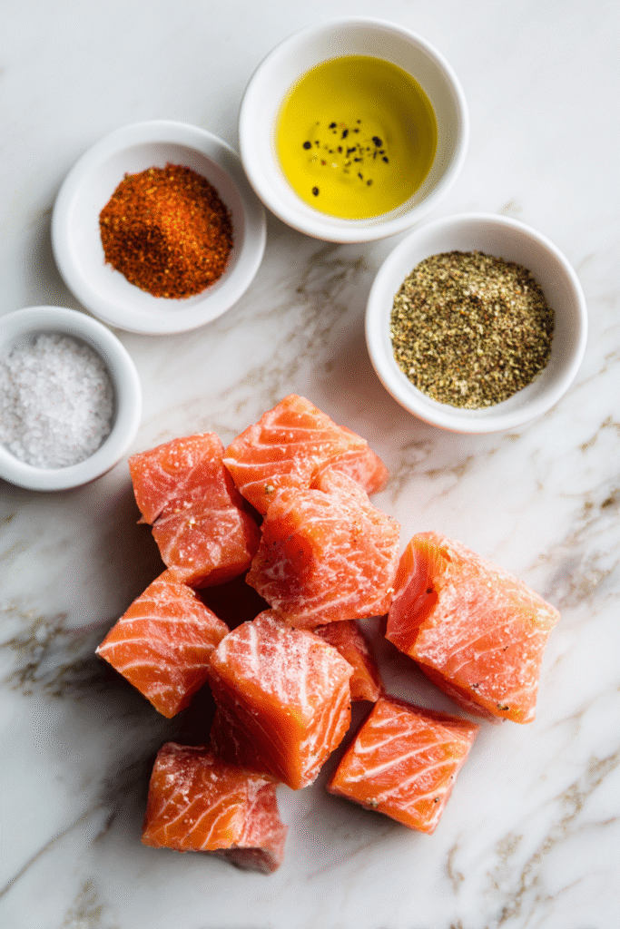 5-Minute Air Fryer Salmon Bites Meal Prep – Best Protein Trick 7 salmon bites air fryer ingredients