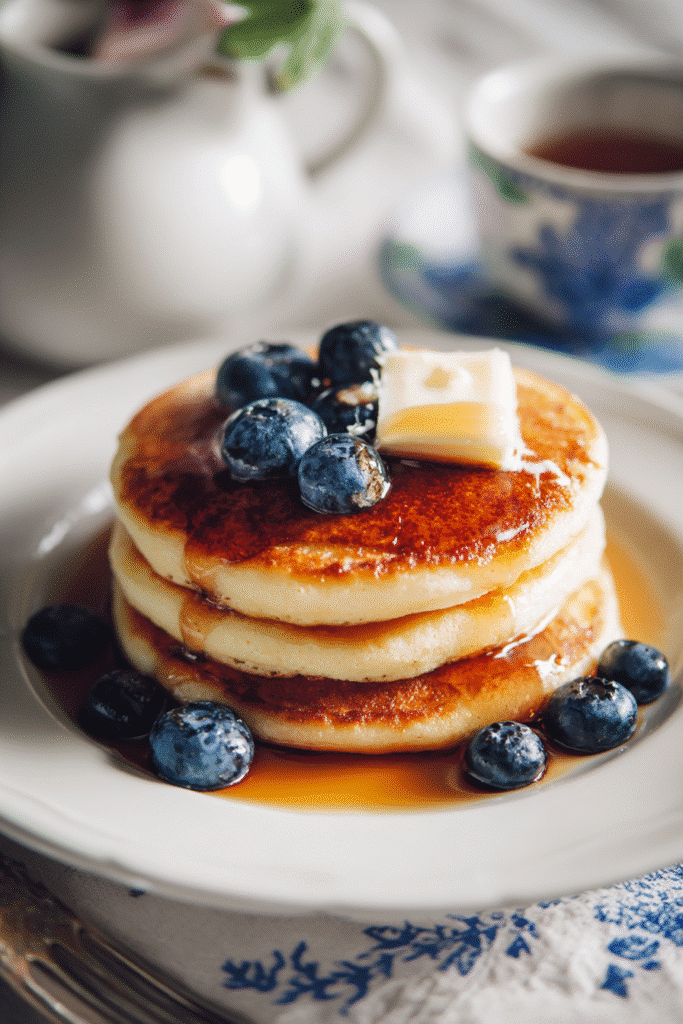 Keto Pancake Recipe: Amazing 4-Ingredient Low-Carb Breakfast 8 Plated keto pancake recipe with blueberries